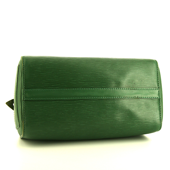 Sac à main Louis Vuitton Speedy 25 cm en cuir épi vert - Detail D4