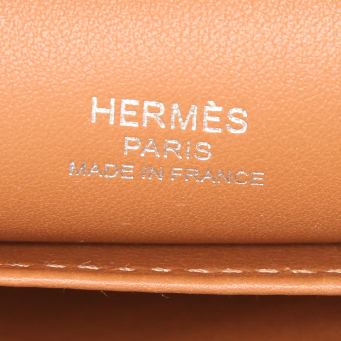 Borsa a tracolla Hermès Roulis in pelle Swift gold con motivo - Detail D3