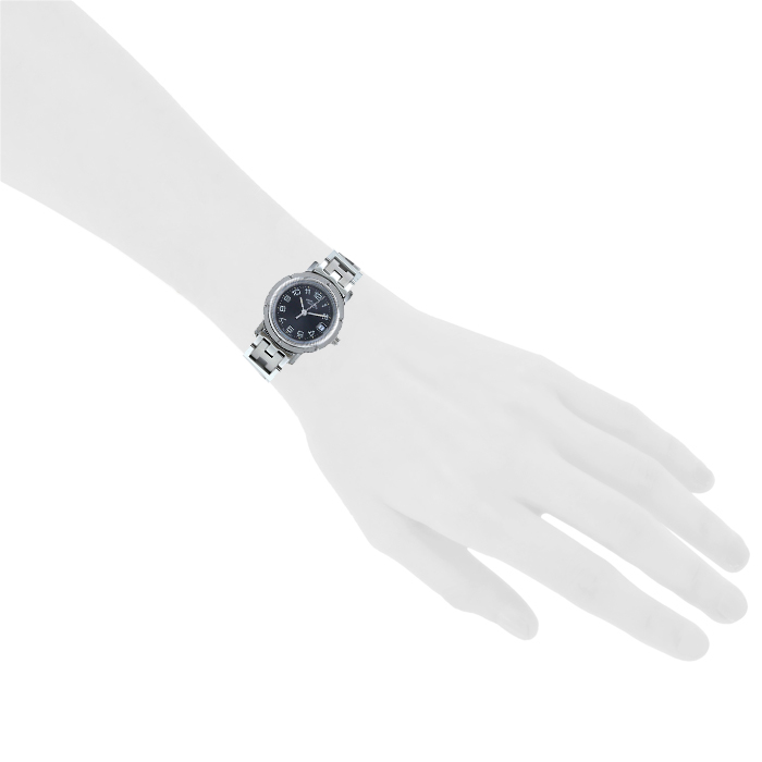 Hermes Clipper watch in stainless steel Ref:  CL4.210 Circa  1990 - Detail D1