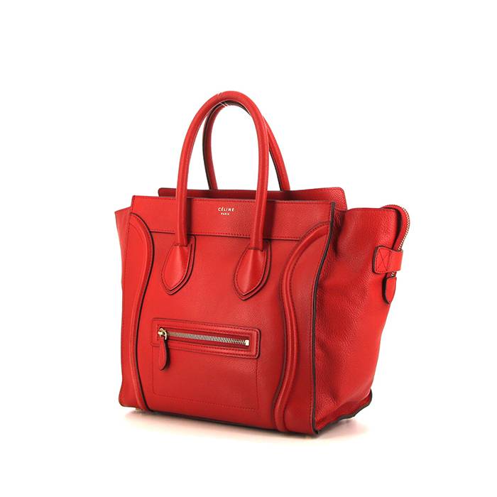 sac à main celine luggage mini en cuir rouge