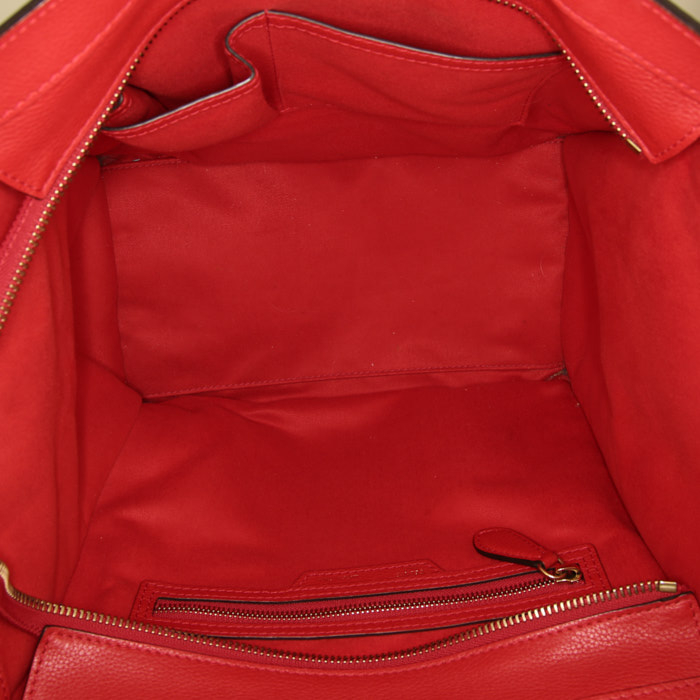 Borsa Celine Luggage Mini in pelle rossa - Detail D2
