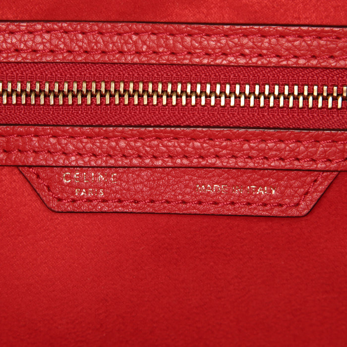 Borsa Celine Luggage Mini in pelle rossa - Detail D3