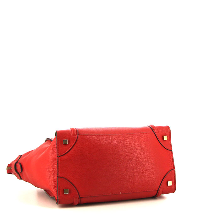 Celine Luggage Mini handbag in red leather - Detail D4