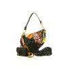 Bolso de mano Dior Saddle en lona multicolor y cuero negro - 00pp thumbnail