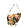Borsa Dior Saddle in tela multicolore con perle ricamate e pelle nera - 360 thumbnail