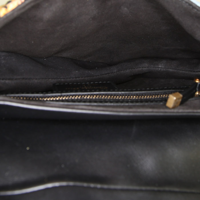 Bolso de mano Dior Saddle en lona multicolor y cuero negro - Detail D3
