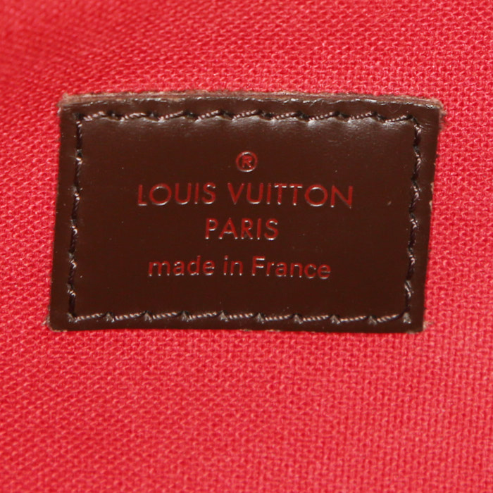Sac bandoulière Louis Vuitton en toile damier ébène et cuir marron - Detail D3