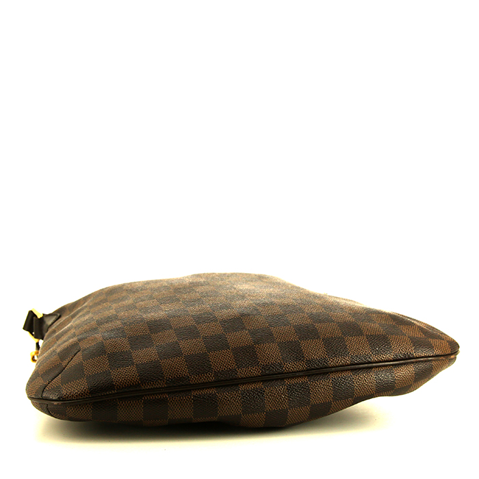 Louis Vuitton shoulder bag in ebene damier canvas and brown leather - Detail D4