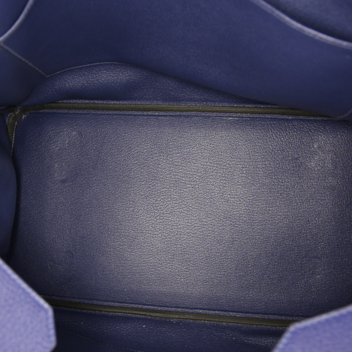 Sac à main Hermes Birkin 35 cm en cuir togo bleu - Detail D2