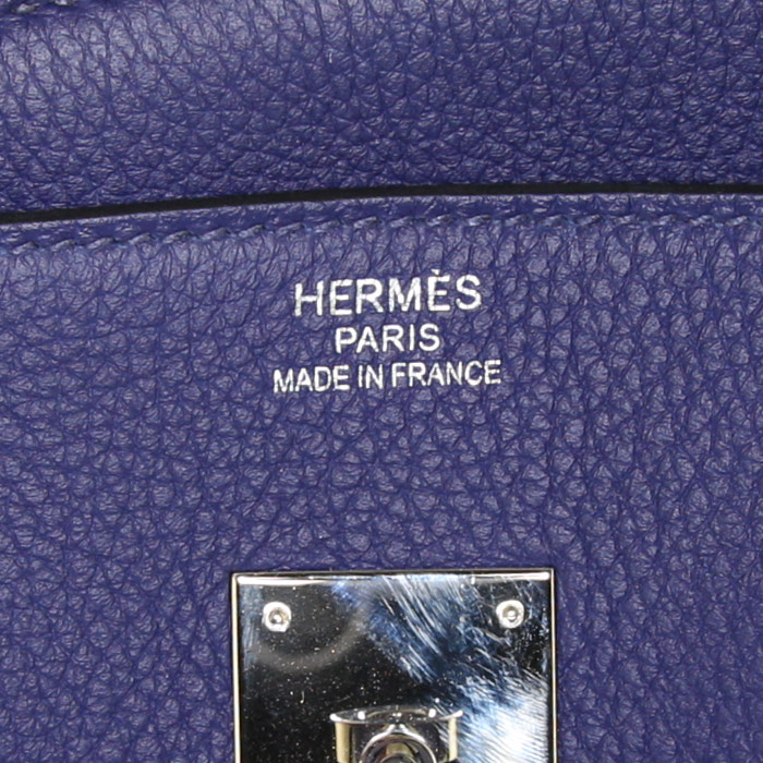 Hermes Birkin 35 cm handbag in blue togo leather - Detail D3