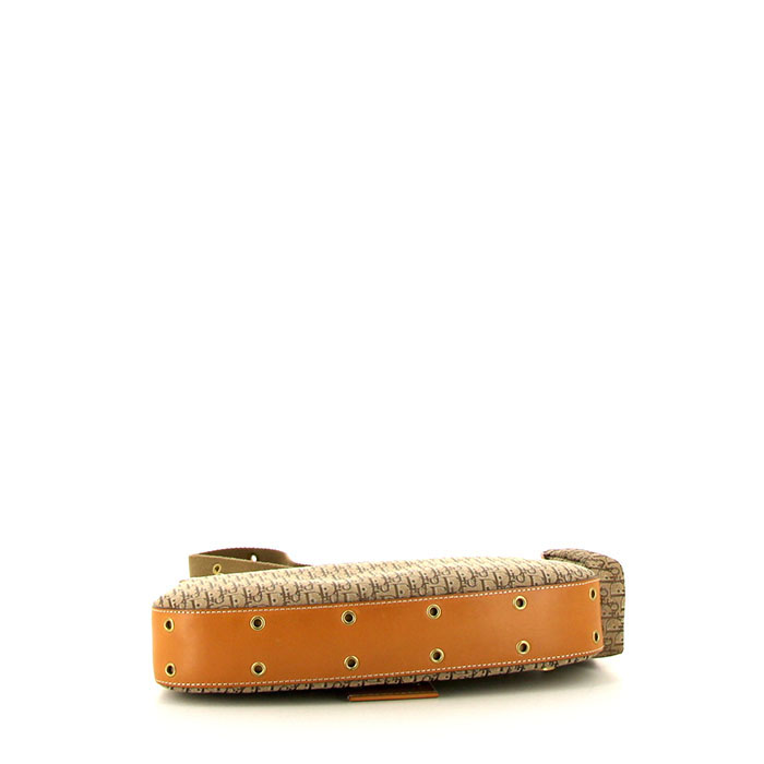 Dior Colombus handbag in beige monogram canvas and natural leather - Detail D4