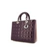 Dior Lady Dior large model handbag in purple leather cannage - 00pp thumbnail