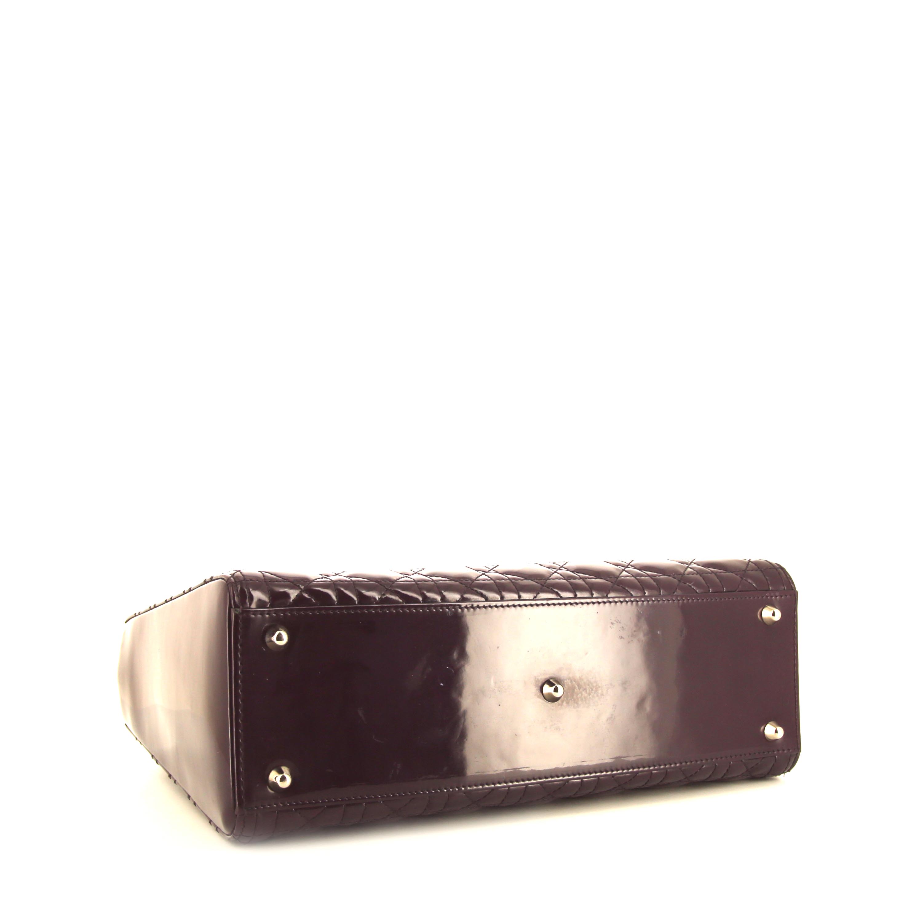 Dior Lady Dior large model handbag in purple leather cannage - Detail D4