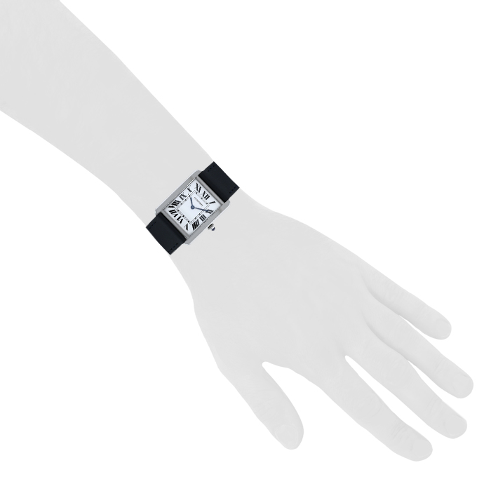 Cartier Tank Solo  medium model watch in stainless steel Ref:  3169 Circa  2010 - Detail D1