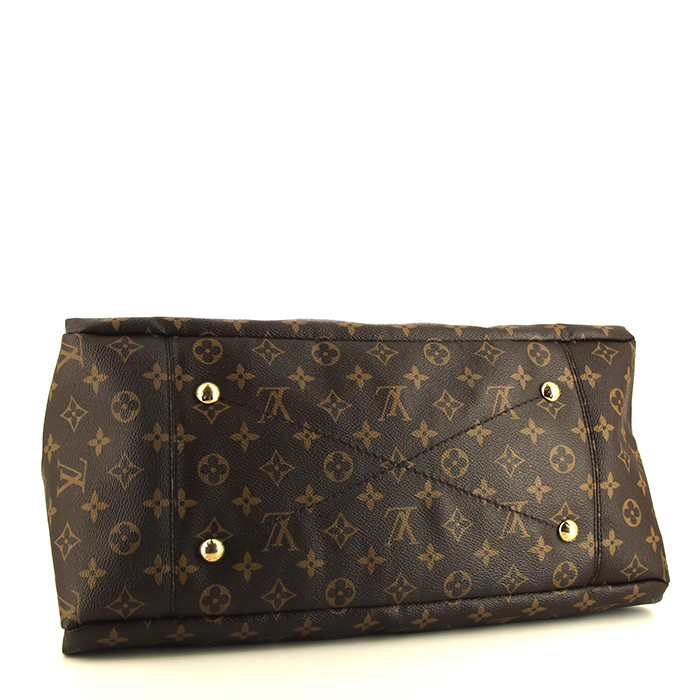 Louis Vuitton Artsy medium model shopping bag in brown monogram canvas and natural leather - Detail D4
