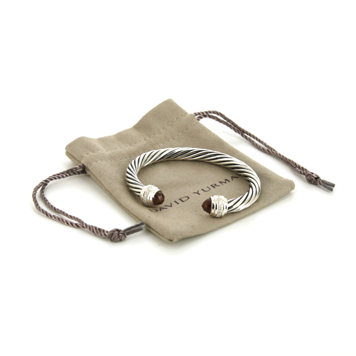 Bracelet jonc ouvert David Yurman Cable Classique en argent, diamants et morganites - Detail D2
