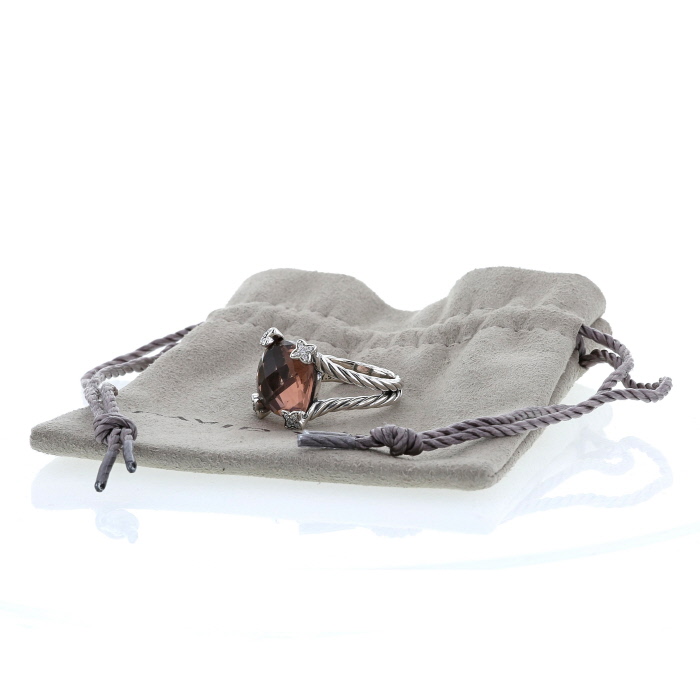 Bague David Yurman Cushion On Point en argent,  diamants et morganite - Detail D2