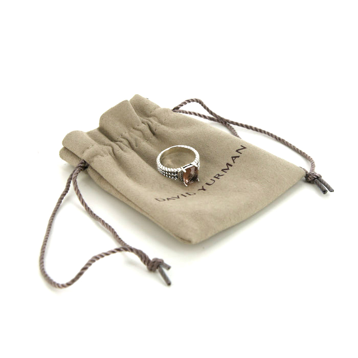 Sortija David Yurman Petite Wheaton en plata,  amatista rose de France y diamantes - Detail D2