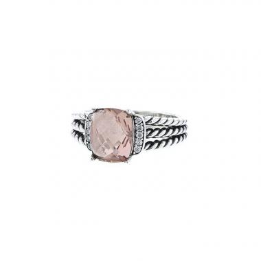 Bague David Yurman Petite Wheaton en argent,  améthyste rose de France et diamants