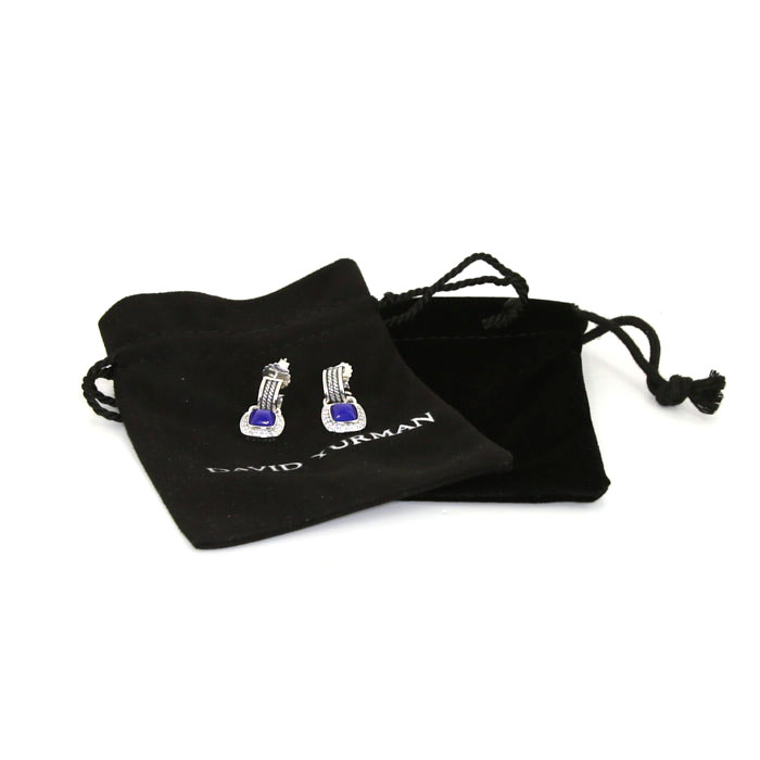 Pendientes amovibles David Yurman Albion en plata, lapislázuli y diamantes - Detail D2