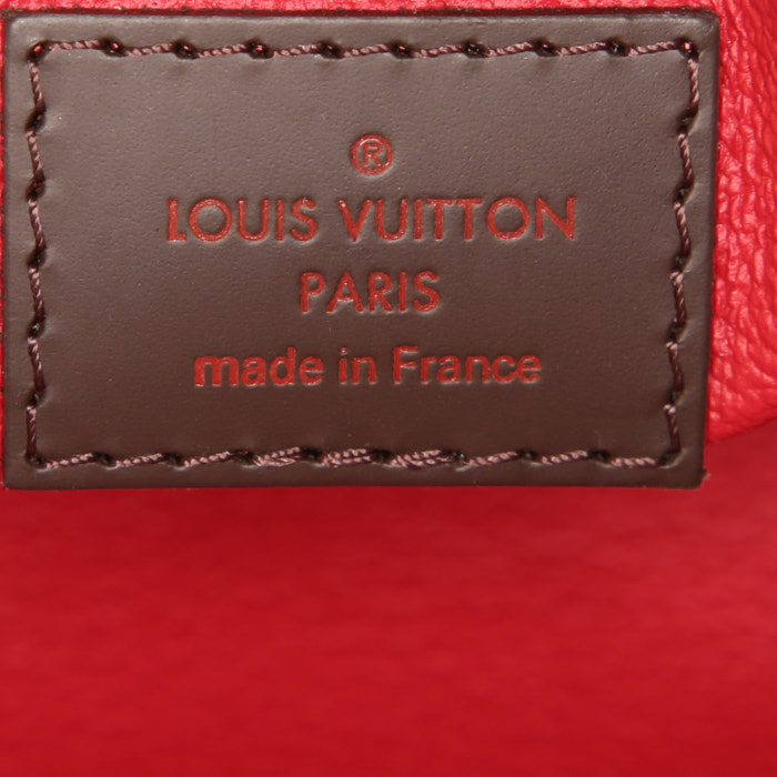 Louis Vuitton Zippy wallet in ebene damier canvas and red leather - Detail D4