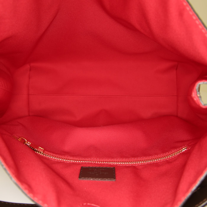 Sac cabas Louis Vuitton Graceful en toile damier enduite ébène et cuir marron - Detail D2