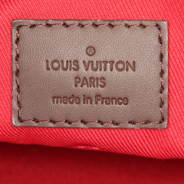 Sac cabas Louis Vuitton Graceful en toile damier enduite ébène et cuir marron - Detail D3