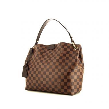 Bolso Cabás Louis Vuitton Graceful en lona a cuadros revestida ébano y cuero marrón