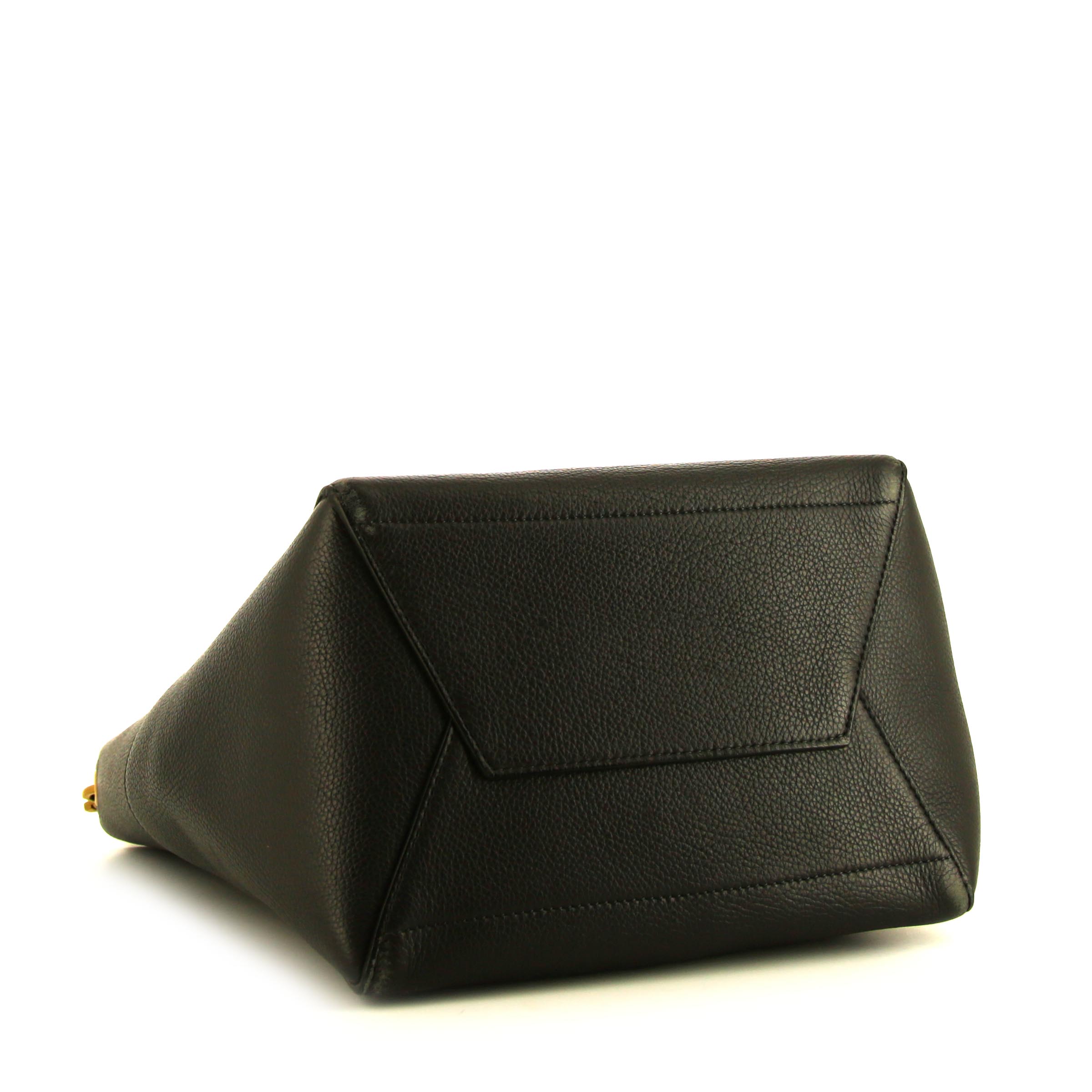 Celine Sac Sangle handbag in dark grey grained leather - Detail D4