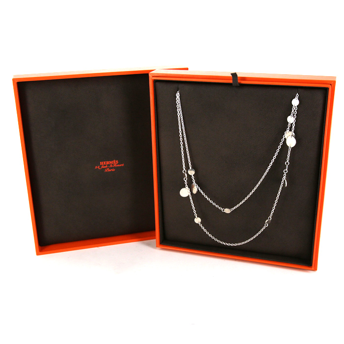 Collana lunga Hermes Confettis in argento e oro rosa - Detail D2