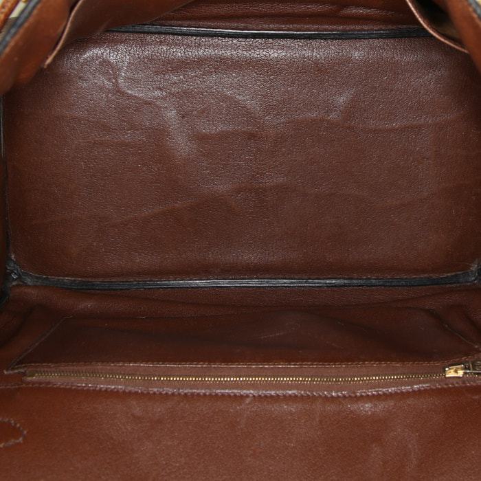 Sac à main Hermes Birkin 35 cm en autruche marron - Detail D2