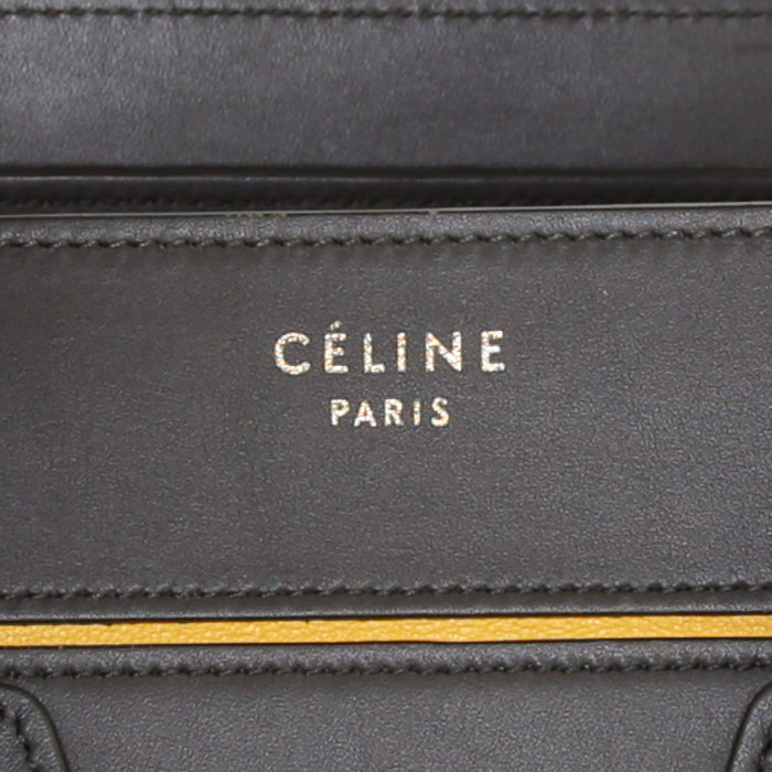 Celine Luggage handbag in grey and yellow leather - Detail D3