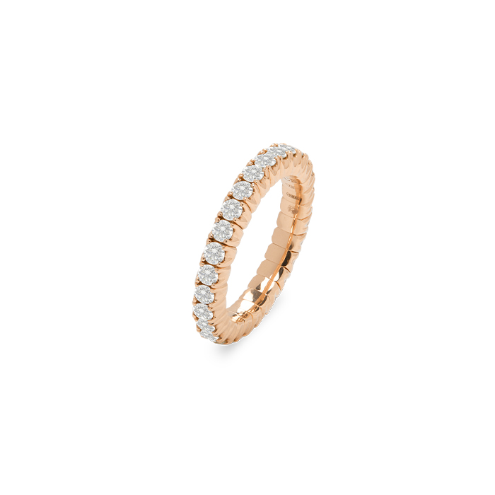 Fede nuziale semi-flessibile in oro rosa e diamanti (1,23 carati) - Detail D1