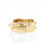 Cartier Trinity medium model ring in yellow gold and diamonds - 360 thumbnail