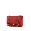 Chanel Timeless Maxi Jumbo handbag in red quilted grained leather - 00pp thumbnail