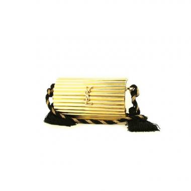 Borsa a tracolla Saint Laurent Opyum Box in plexiglas dorato