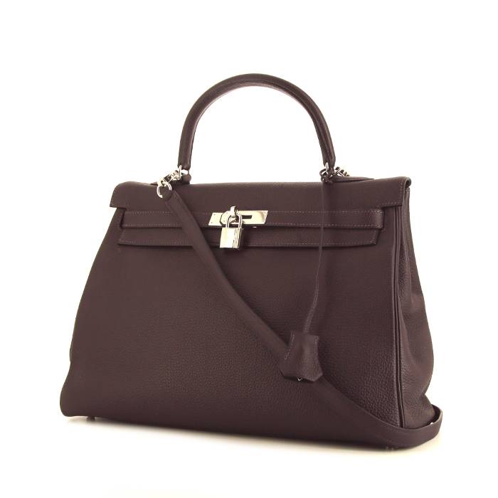 Bolso de mano Hermes Kelly 35 cm en cuero togo violeta Raisin