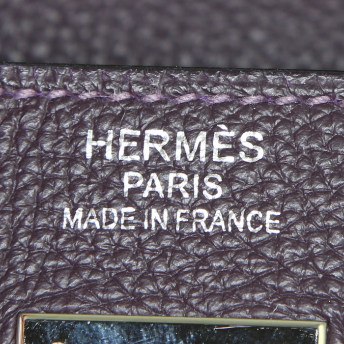 Sac à main Hermes Kelly 35 cm en cuir togo violet Raisin - Detail D4
