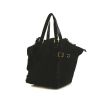 Saint Laurent Downtown mini shopping bag in black suede and black furr - 00pp thumbnail
