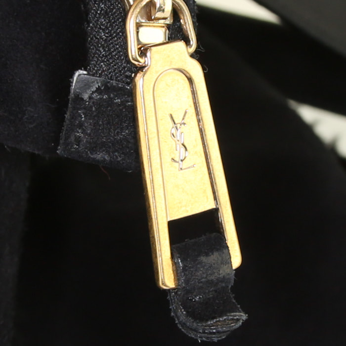 Shopping bag Saint Laurent Downtown mini in camoscio nero e pelliccia nera - Detail D3