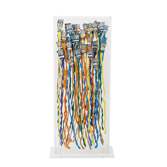 Arman, "Harpe de couleurs", sculpture en plexiglas imprimé en sérigraphie, édition Artcurial, signée, numérotée et datée, de 1975 - Detail D1