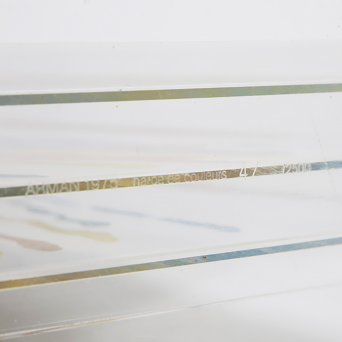 Arman, "Harpe de couleurs", sculpture, silkscreen on plexiglas, Artcurial edition, signed, numbered and dated, of 1975 - Detail D3