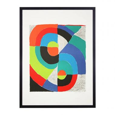 Sonia Delaunay, "Composition orphique", great lithograph in colors on paper, artist proof numbered and signed, of 1972
