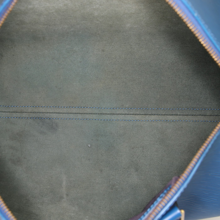 Borsa Louis Vuitton Speedy 35 in pelle Epi blu - Detail D2