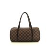 Bolso de mano Louis Vuitton Papillon en lona a cuadros ébano y cuero marrón - 360 thumbnail