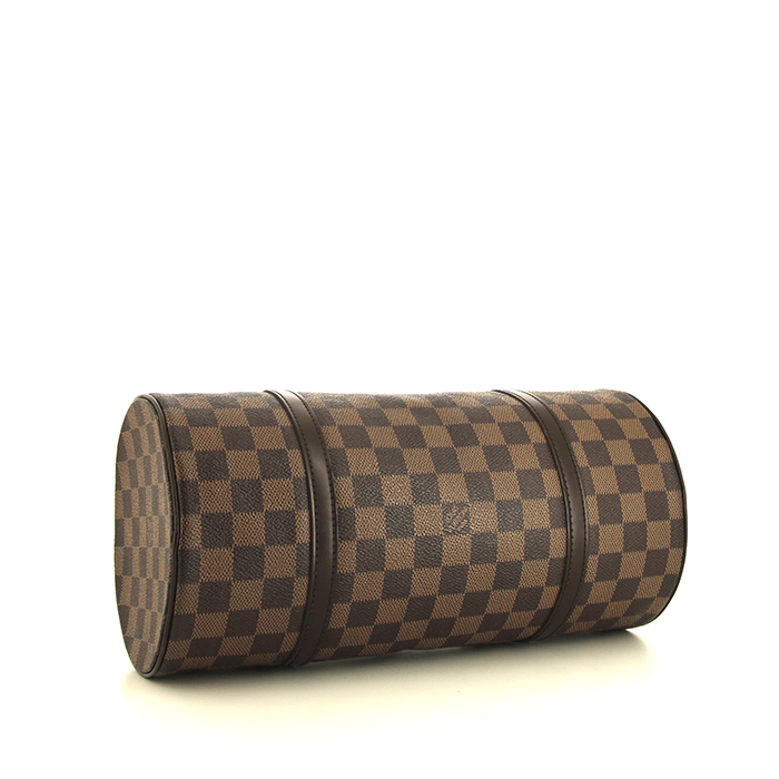 Louis Vuitton Papillon handbag in ebene damier canvas and brown leather - Detail D4