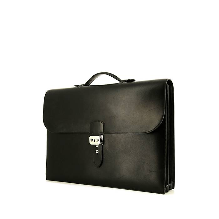 Hermès Sac a Depeches 2-41 Briefcase Noir Veau Box