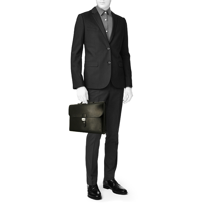 Porte-documents Hermès Sac à dépêches en cuir box noir - Detail D1
