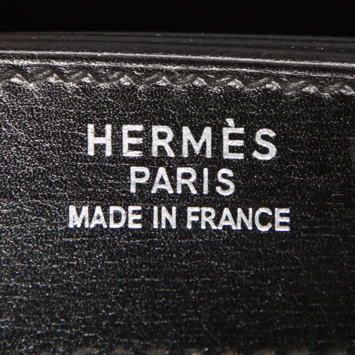Porte-documents Hermès Sac à dépêches en cuir box noir - Detail D3