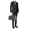 Sac de week end Louis Vuitton Keepall Editions Limitées en toile damier distorted noire et blanche - Detail D1 thumbnail